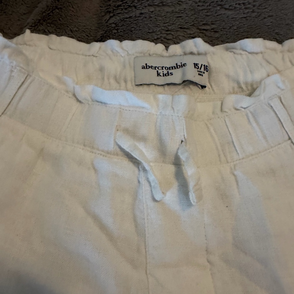 Abercrombie Kids White Linen Cargo Pants NWT 15/16 - Picture 5 of 7